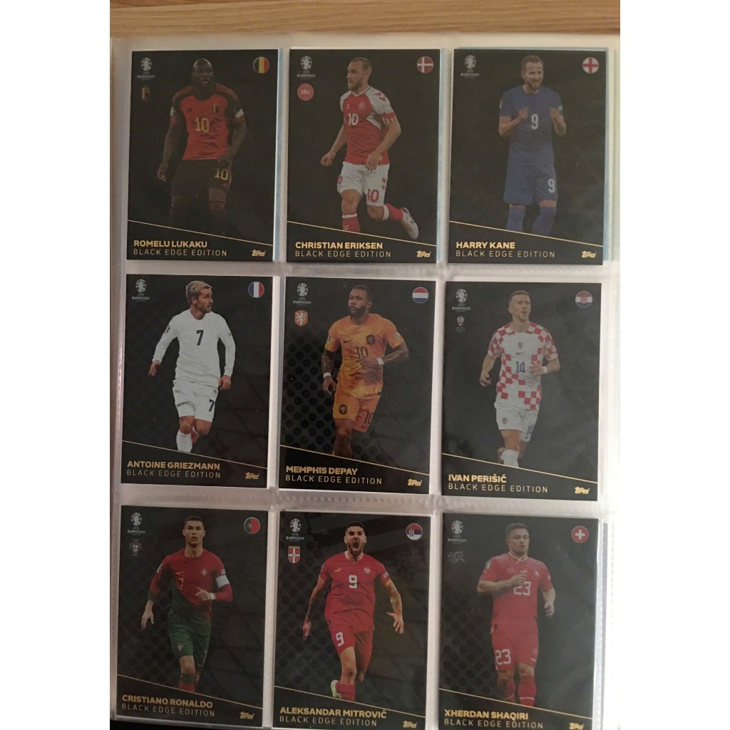 Thẻ Bóng Đá Topps Match Attax Euro 2024 Black Edge Full Set - Ronaldo Cr7 - Lukaku - Depay - Griezma