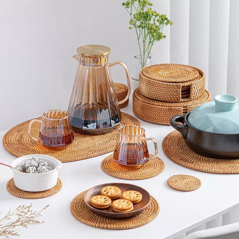 Lót Ly Lót Nồi Mây Tre Đan Mây Lá Home – Cách Nhiệt Trang Trí Bàn Ăn
