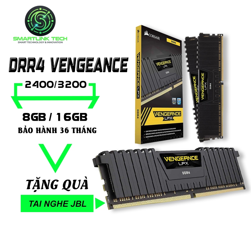 Smartlink Tech Ram PC Corsair Vengeance LPX 8GB/16GB DDR4 2400/2666/3200Mhz – Hiệu Suất Ổn Định