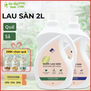Nước lau sàn hữu cơ bồ hòn Ecocare Góc Bếp Xanh – Can 2L Sả chanh , Quế – khử khuẩn, đuổi muỗi