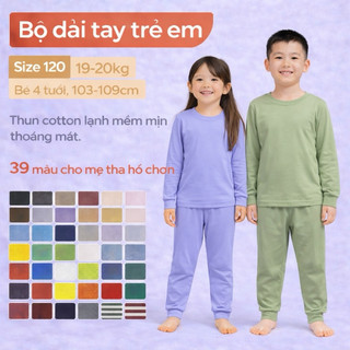 Bộ đồ ngủ mặc nhà dài tay trẻ em size 120 cho bé 4 tuổi 19-20kg cao 103-109cm, thun cotton lạnh mềm mịn thoáng mát