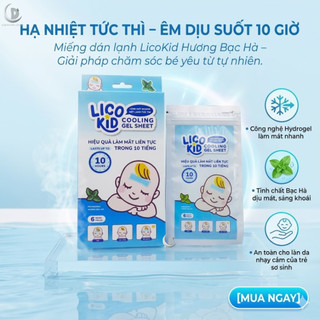 Miếng dán hạ sốt Licokid hương bạc hà hỗ trợ hạ nhiệt, hạ sốt, giảm đau (3 gói x 2 miếng)