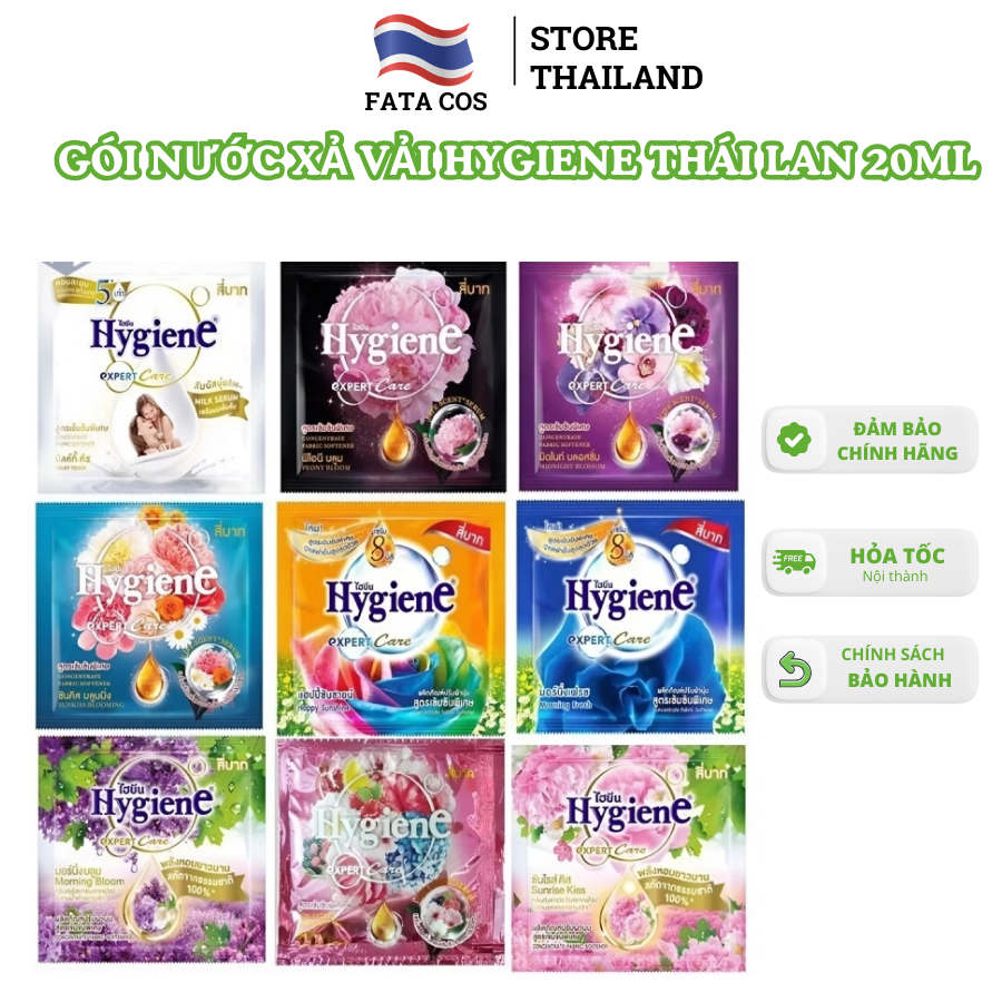 Nước xả Hygiene Thái Lan, gói nước xả vải Hygiene 20ml đậm đặc, dây 24 gói Vihitaf Wash