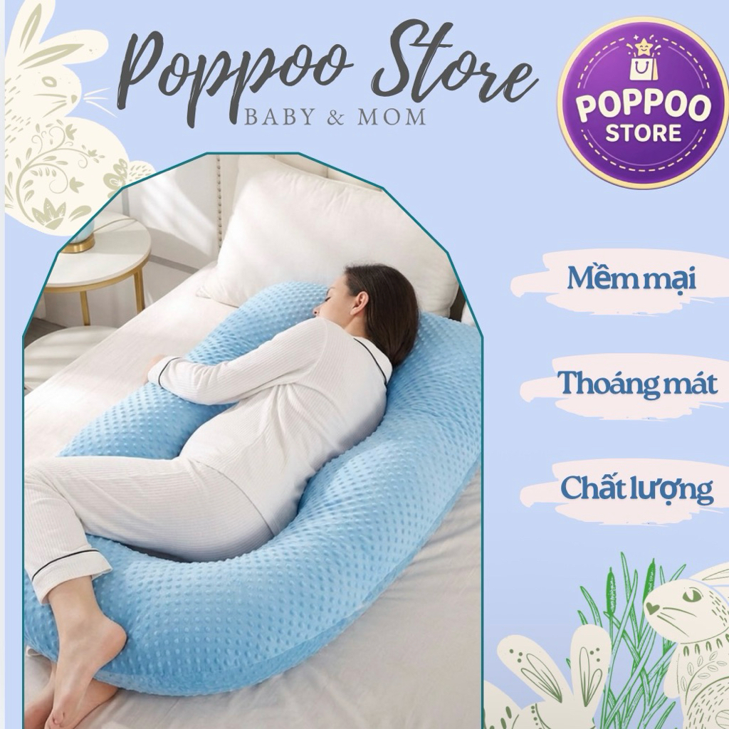 Gối ôm bà bầu chữ U chữ G cao cấp Gối bà bầu giúp giảm đau dễ ngủ cho mẹ tháo rời dễ dàng