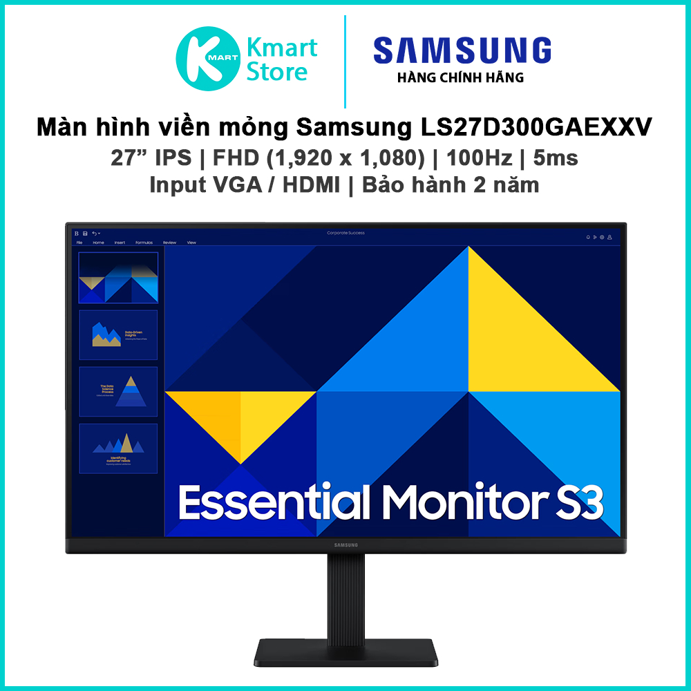 Màn hình máy tính Samsung LS27D300GAEXXV | 27" IPS / FHD / 100Hz / 5ms / Input VGA + HDMI | Bảo hành