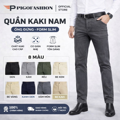 Quần kaki nam dài co giãn nhẹ kiểu dáng giả jean QKKJ01 PigoFashion chọn lựa màu