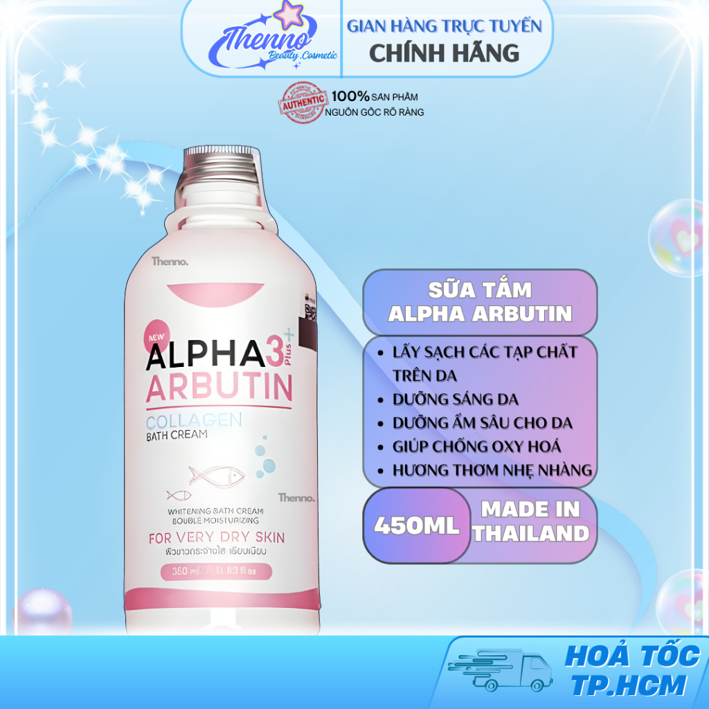 Sữa Tắm Dưỡng Trắng Da Mờ Thâm Precious Alpha Arbutin Weilaiya 3 Plus Collagen Bath Cream 450ml Thái