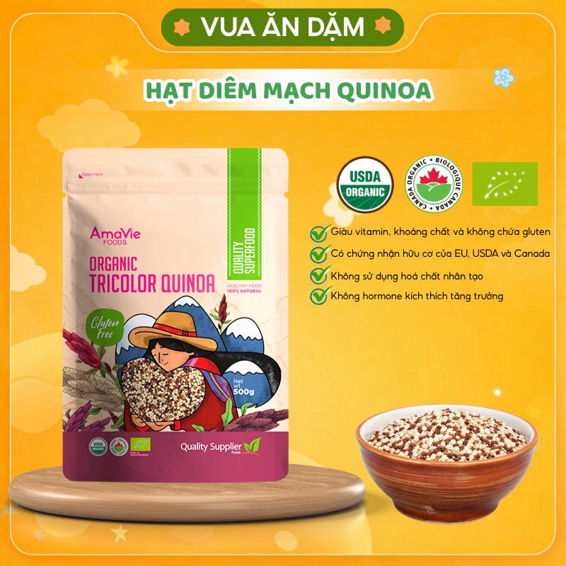 Quinoa 3 màu / Quinoa trắng (diêm mạch) hữu cơ Green Nature 100g