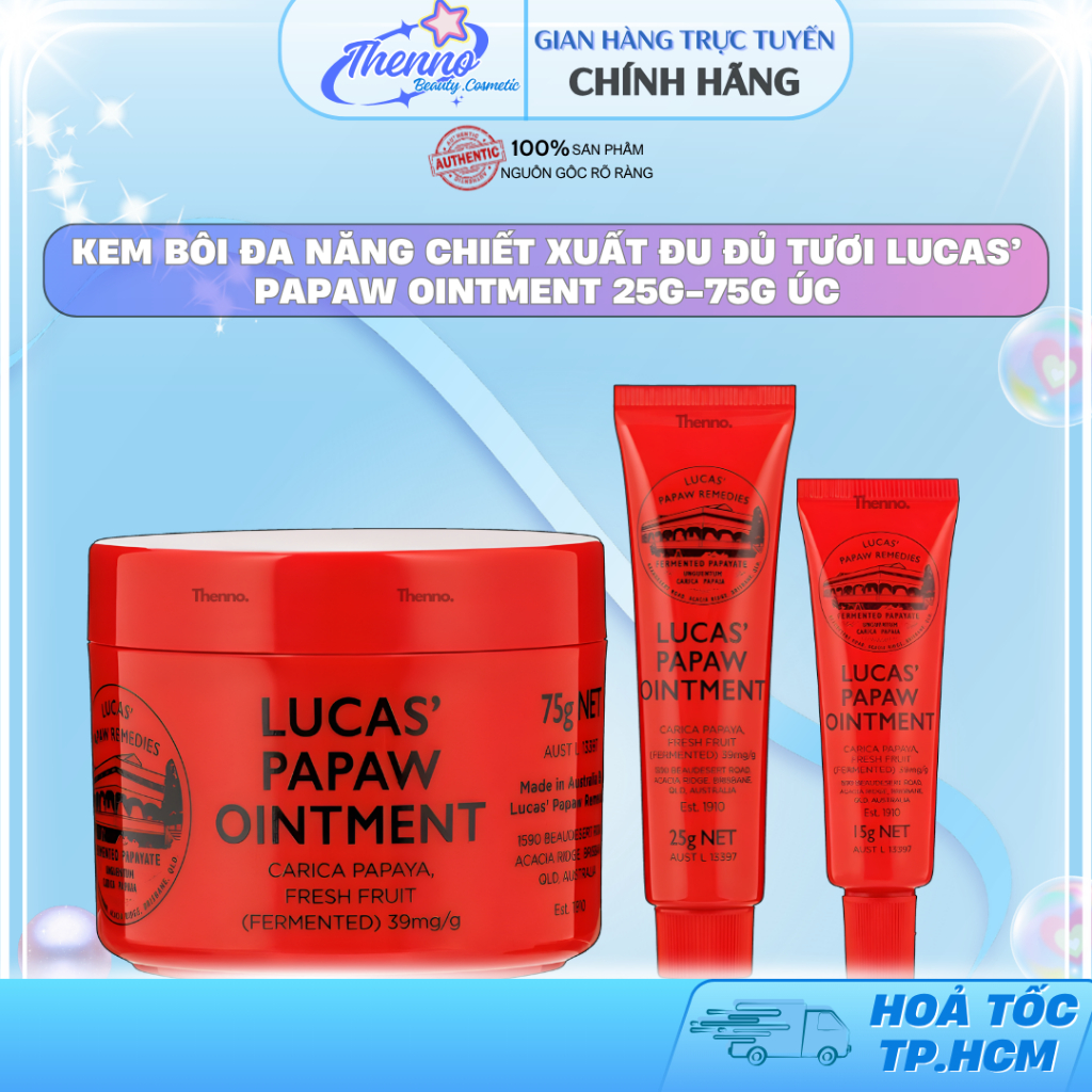 Kem Bôi Đa Năng Chiết Xuất Đu Đủ Tươi Lucas’ Papaw Ointment 25g-75g Úc