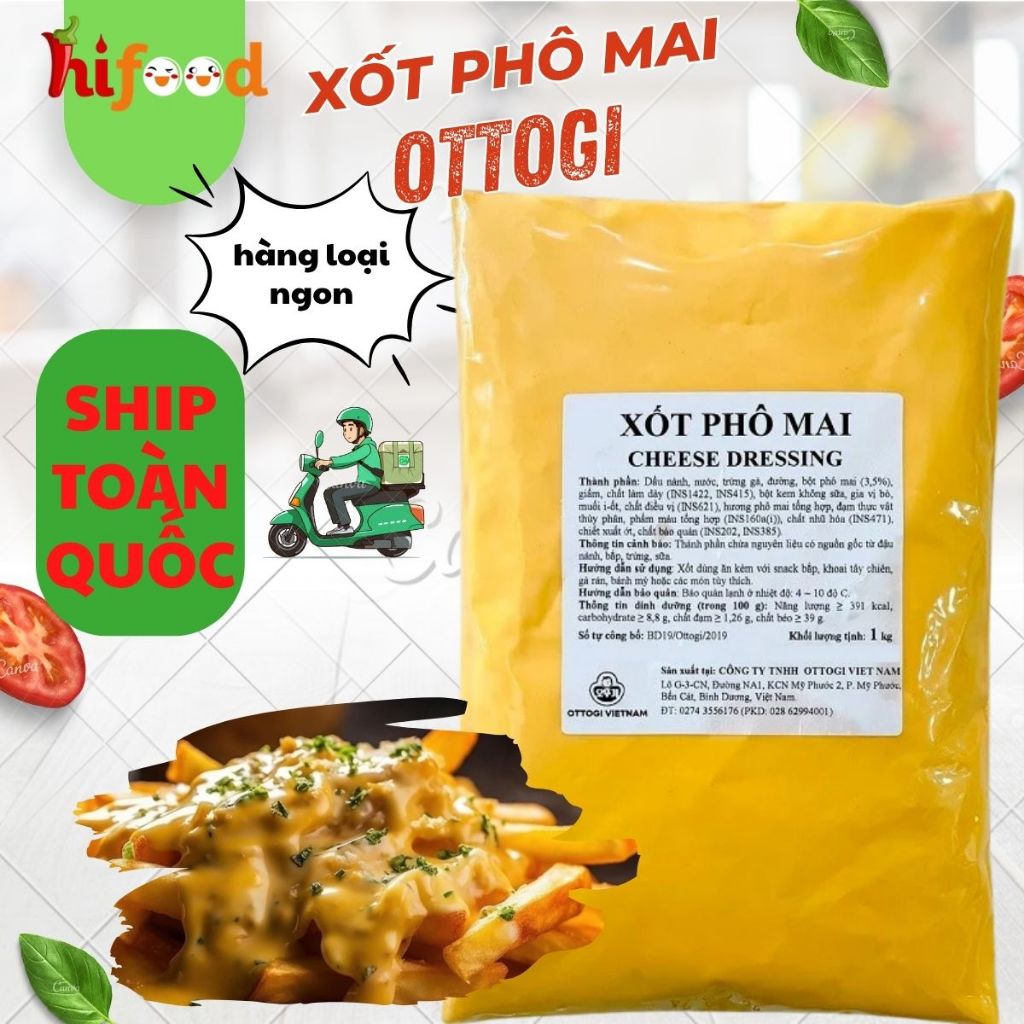 1Kg Xốt Phô Mai Ottogi xốt phô mai chấm gà rán đồ nướng BBQ bò bít tết, Sốt gà rán, snack