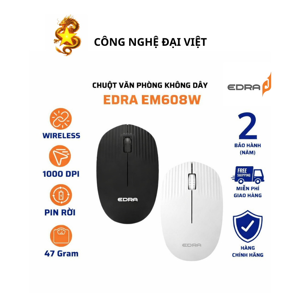 CHUỘT VĂN PHÒNG KHÔNG DÂY EDRA EM608W CHÍNH HÃNG