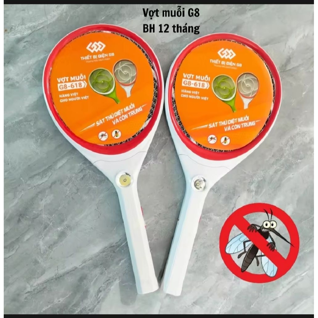 Vợt Bắt Muỗi Cao Cấp G8 ( G8-618_Sạc Liền  ) Hàng Việt Nam, Pin Siêu Bền , Lưới 3 Lớp  An Toàn.
