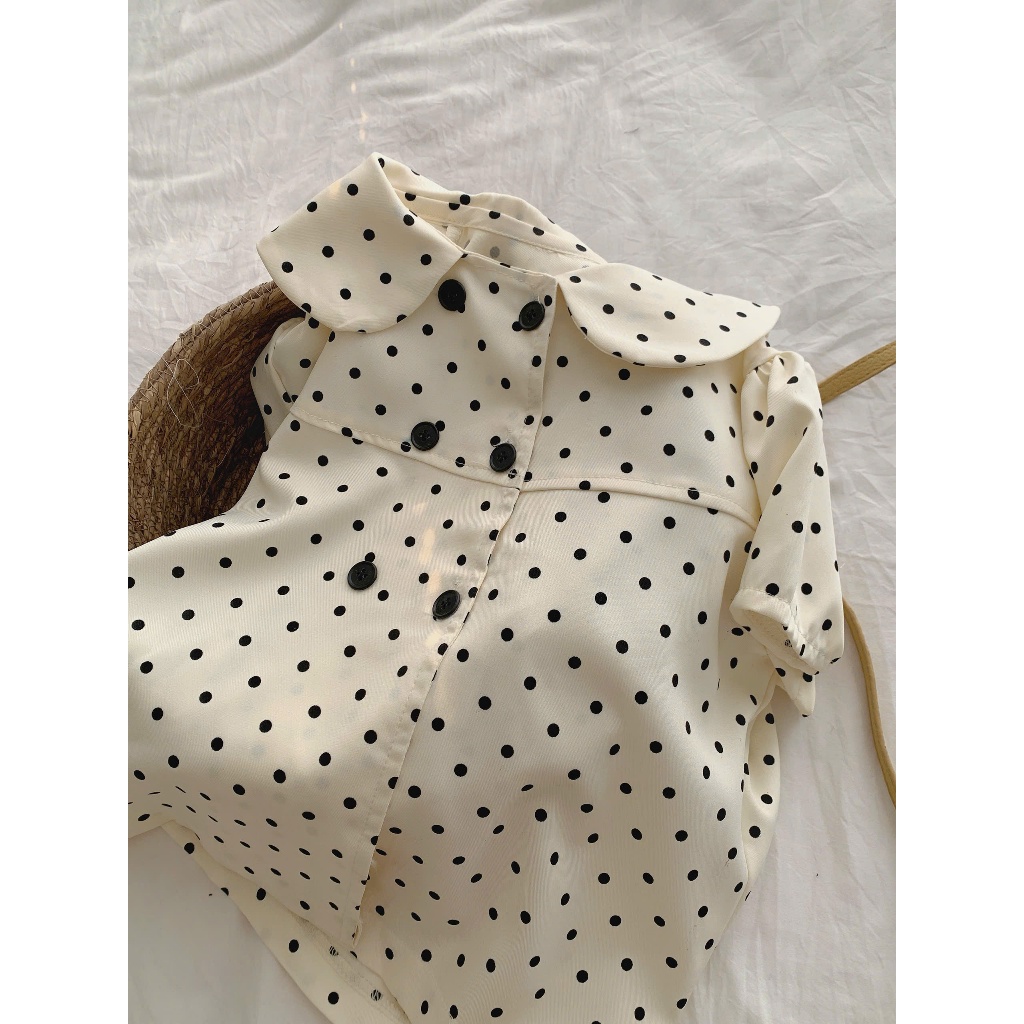 Áo babydoll tay ngắn cổ sen họa tiết chấm bi phong cách hàn quốc xixeoshop - A44 | BigBuy360 - bigbuy360.vn