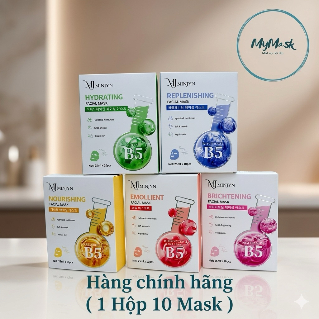 Mặt Nạ Vitamin B5{Hộp 10 Nạ} Cấp Ẩm ,Phục Hồi, Da Yếu, Da Mới Pell ,Cho Da Mềm Mịn Căng Bóng.