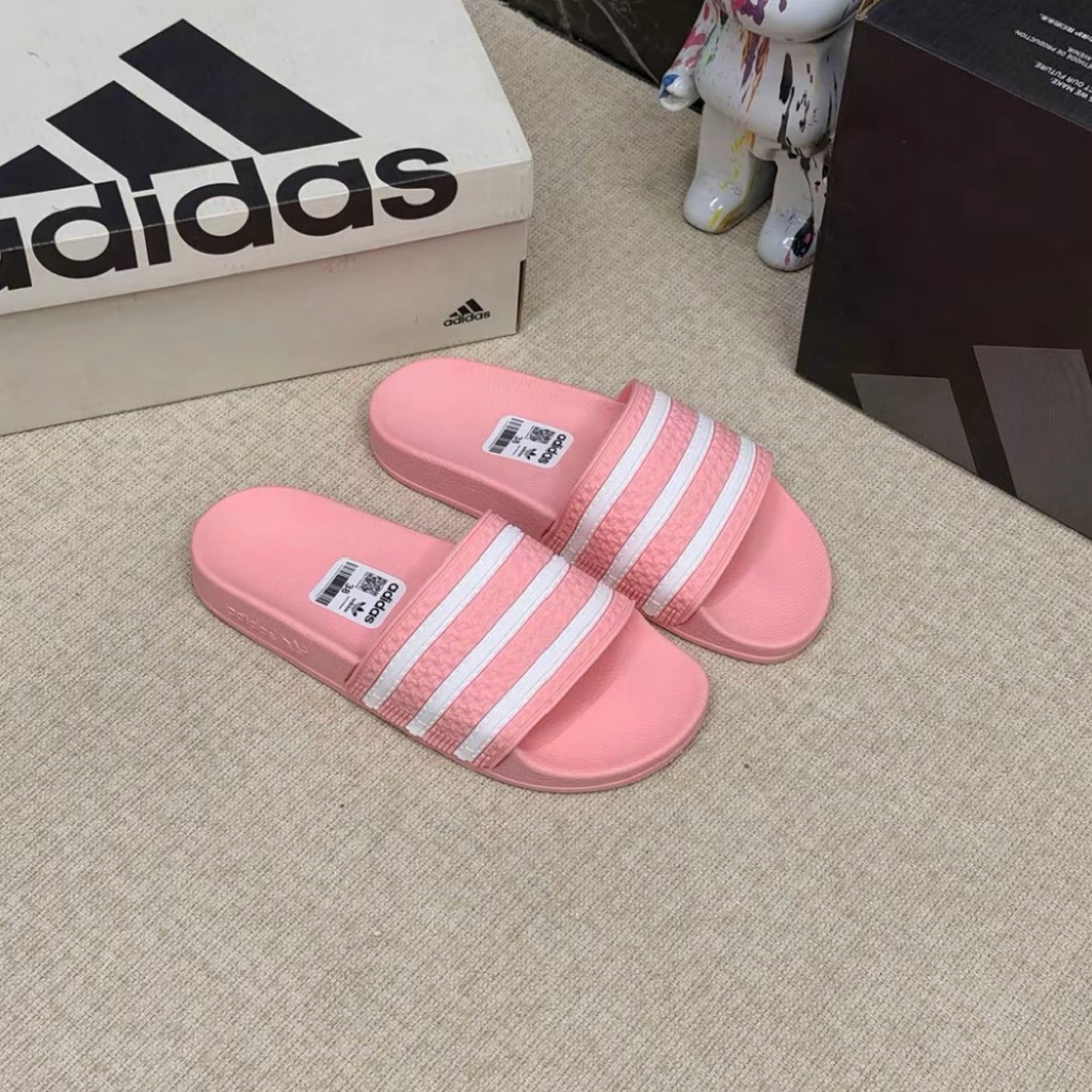 Dép ADIDAS 3 Sọc Hồng Nam Nữ-Dép Quai Ngang Nam Nữ Phối 3 Sọc Hàng Siêu Cấp Chuẩn Đế