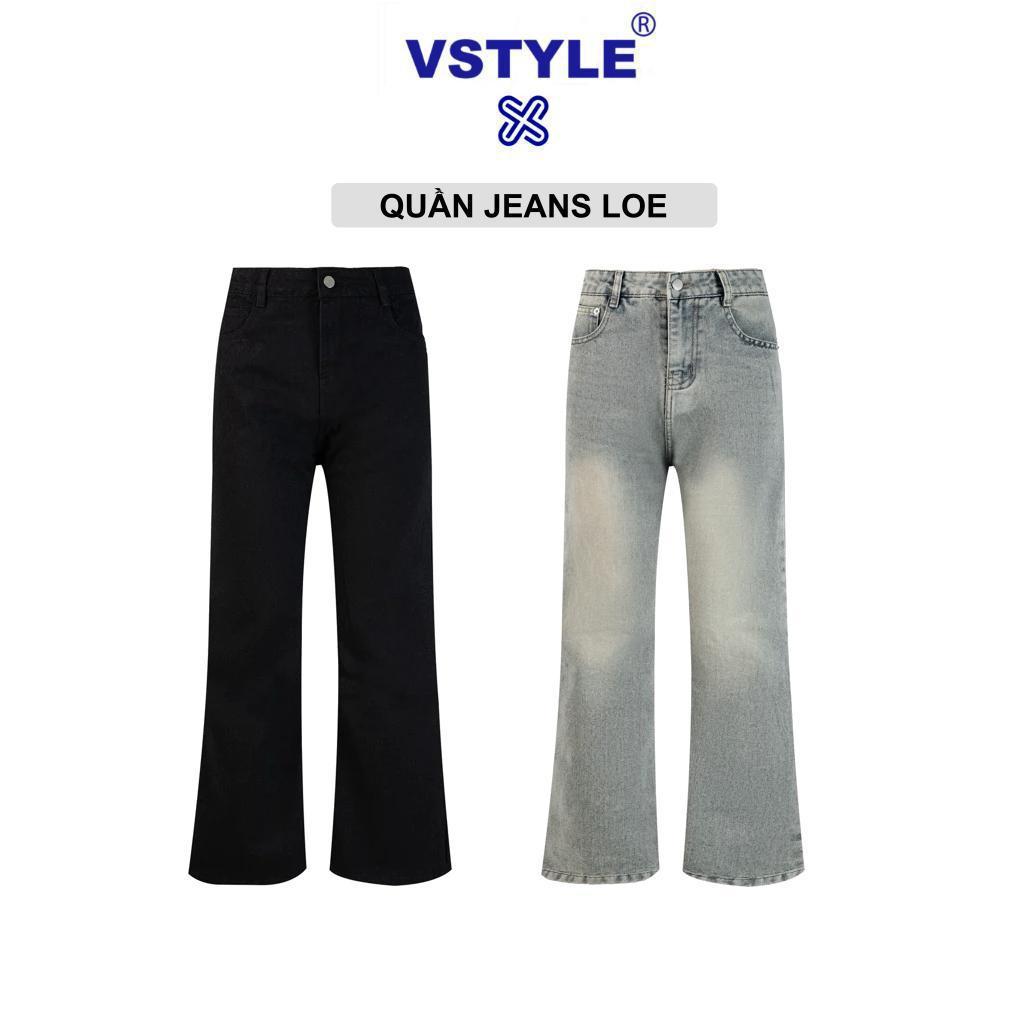QUẦN JEANS TRƠN LOE NHẸ VSTYLE WASH NHIỀU MÀU Form Unisex Nam Nữ