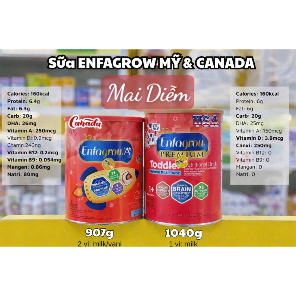 Sữa bột Enfagrow Mỹ 1.04kg/ Enfagrow A+ Canada 907gr cho bé từ 1+ tuổi.
