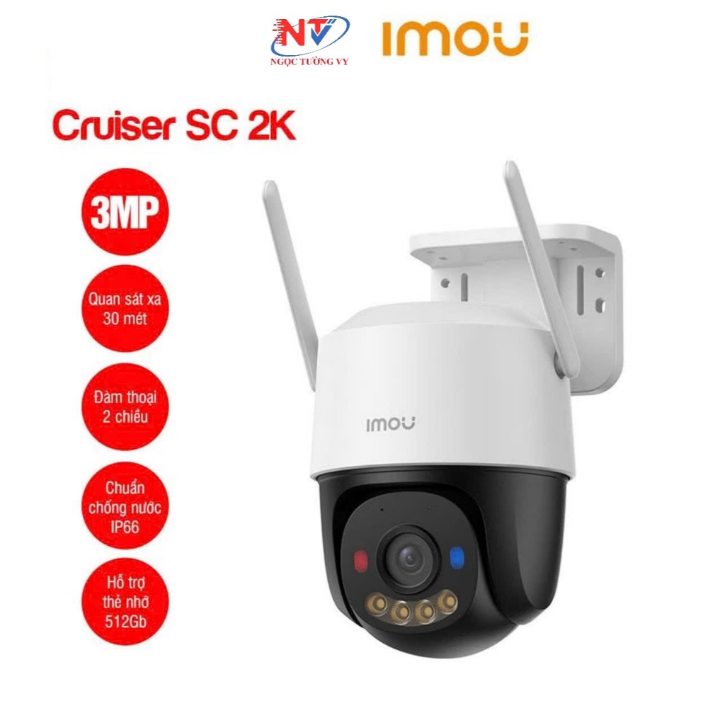 Camera Wifi Imou Cruiser SC K7FP chuẩn 2K/3K/4K, xoay 360 độ, đèn báo xanh đỏ, Bảo hành chính hãng 2