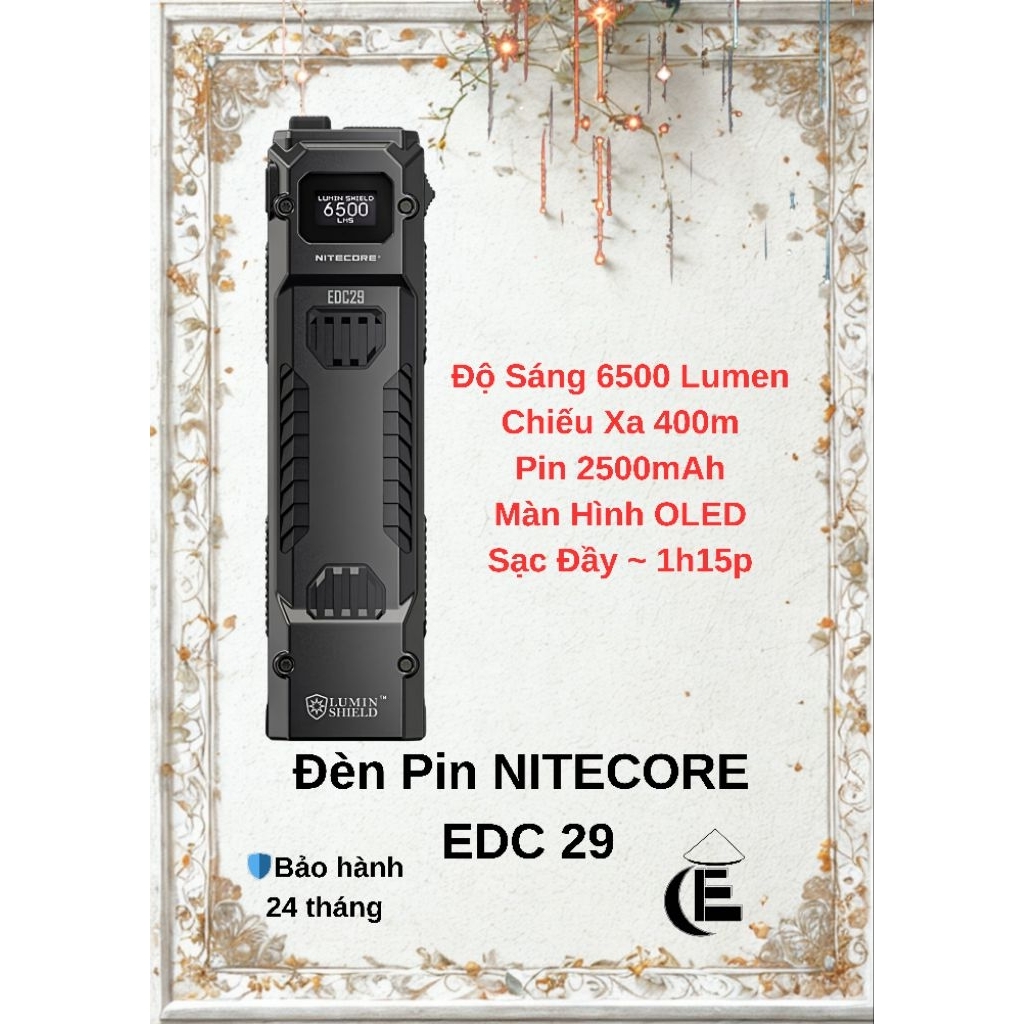 Đèn Pin NITECORE EDC 29 sáng 6500 Lumen chiếu xa 400m sạc USB - C màn hình OLED - Bảo hành 24 tháng