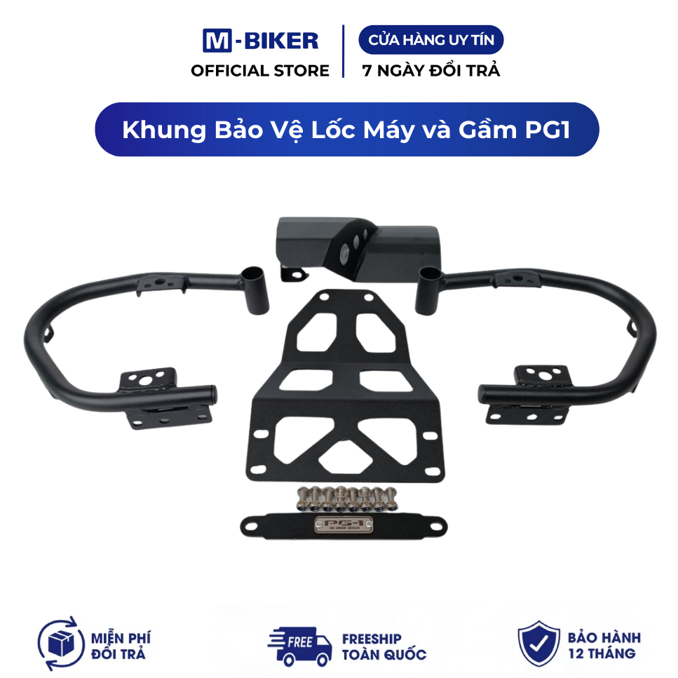 Bảo Vệ Lốc Máy PG1 và Gầm PG1 abs M-biker. Khung bảo vệ lốc máy và gầm Pg1 abs