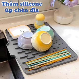 Thảm silicon úp chén đĩa ráo nước nhanh chóng ZEST, Thảm silicon cách nhiệt chống trơn trượt, Miếng lót nồi đa năng