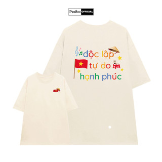 Áo Thun Nữ, Áo Phông Unisex By PEABOO Mã TN Sun Grace Chất Cotton Thoáng Mát Form Rộng Tay Lỡ Cho Nam Nữ