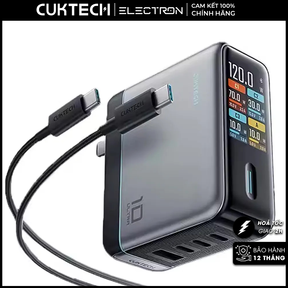 Củ sạc nhanh CUKTECH 10 Ultra GaN 120W Super Charger – AD1204U