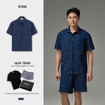 Áo Sơ Mi Nam KRIK Cộc Tay Cổ Đức Form Classic Chất Liệu Jean Cao Cấp Phong Cách Trẻ Trung SC3313