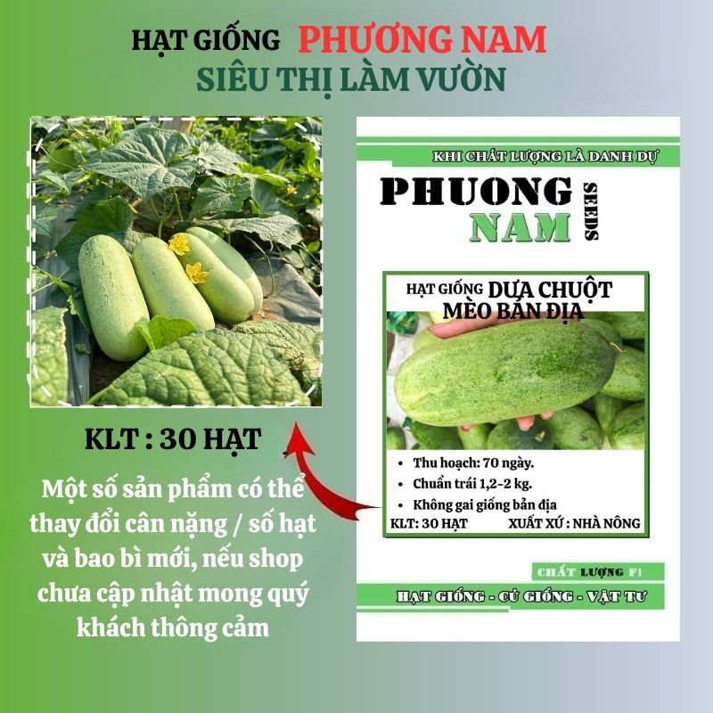 30 Hạt - Hạt Giống Dưa Chuột Mèo Bản Địa Phương Nam