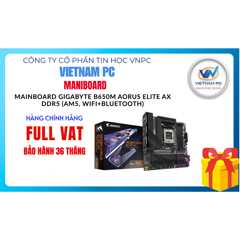 HÀNG CHÍNH HÃNG Mainboard GIGABYTE B650M AORUS ELITE AX DDR5 FULL VAT, BH 36 THÁNG