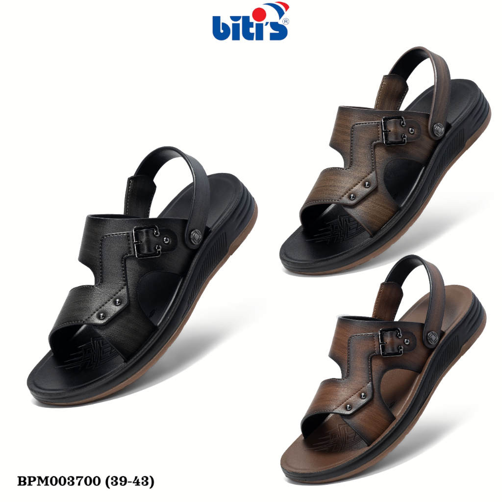 BITI'S | Sandal nam size 39-43 Dép quai hậu bản da quai nối cao cấp đế cao su êm chân BPM003700