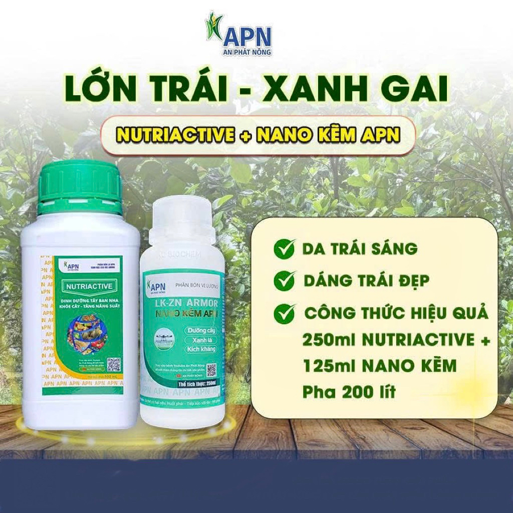 BỘ ĐÔI LỚN TRÁI - XANH GAI hiệu NANO KẼM 700 và NUTRIACTIVE 500ML