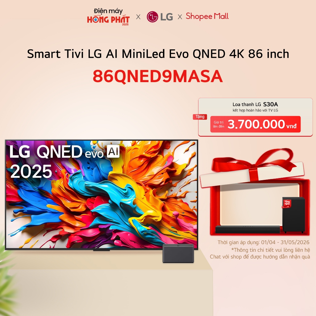 Smart TV Kết Nối Không Dây LG QNED evo AI MiniLED 86 Inch 86QNED9MASA [Freeship HCM]