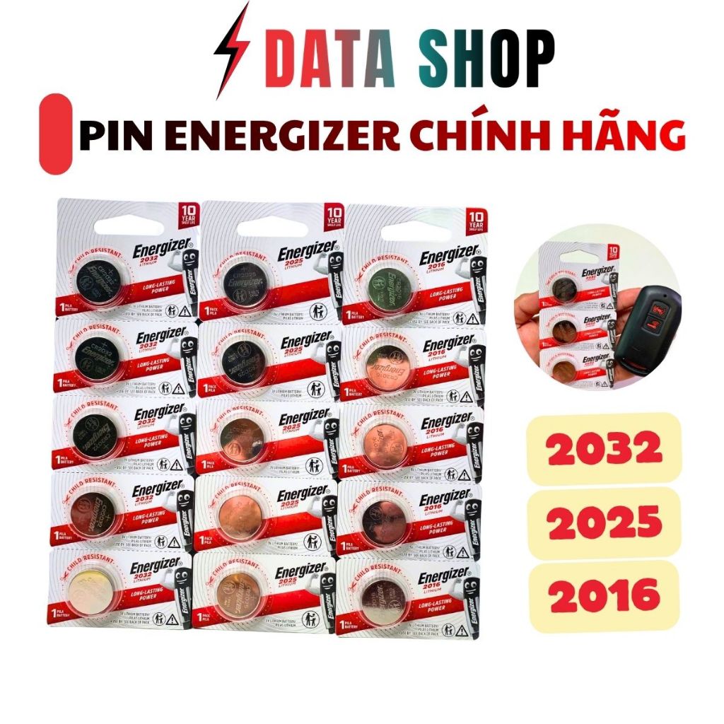 Pin CR 2032 CR2025 CR 2016 3v chính hãng Energizer vỉ 5