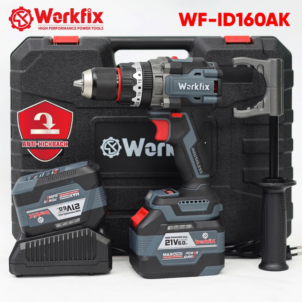 Máy Khoan Pin Lực Siết Khủng 160nm Workfix 160ak, Rút Được Lõi Điều Hoà