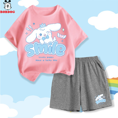 Set đồ xinh cho bé gái BOBDOG, bộ quần áo mùa hè vải cotton mềm mát thể thao hình thỏ cute CD-KS74