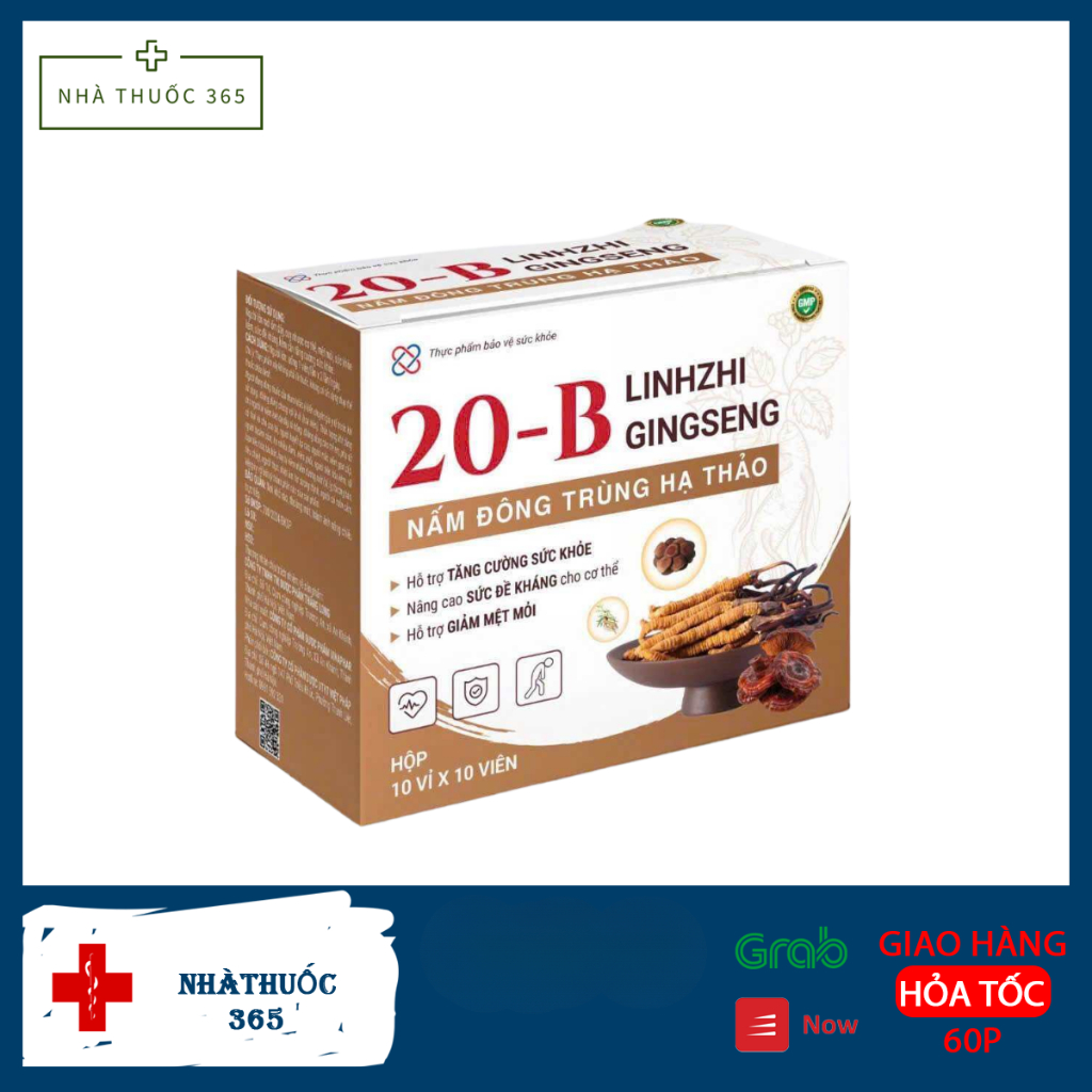 Vitamin 20B WITH GINSENG 20B Linhzhi GINSENG Đông trùng hạ thảo Hỗ trợ tăng cường sức đề kháng,bồi b