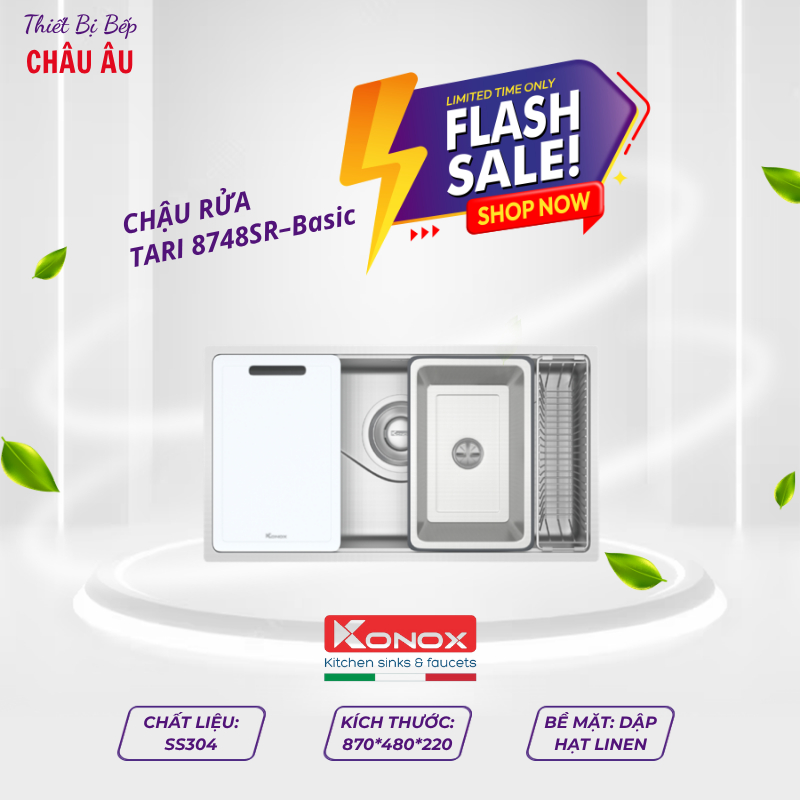 Chậu Rửa Bát Chống Xước Konox Tari 8748SR Basic CHỐNG XƯỚC CAO CẤP – PHONG CÁCH NHẬT TỐI GIẢN