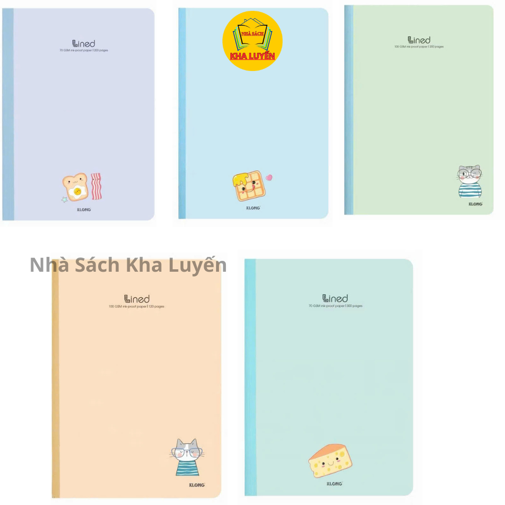 Lốc (3-10q) Vở Klong May Dán Gáy A4 Kẻ Ngang Có Chấm, Màu Pastel (MS 847,848,.../120T/200T/300T) Gia