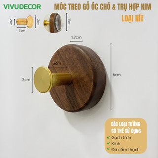 [Gỗ cao cấp] Móc Treo Quần Áo Gắn Tường 100% Gỗ Óc Chó, Gỗ Beech - Móc Treo Rời ViVuDecor - [Bản mới 2026]