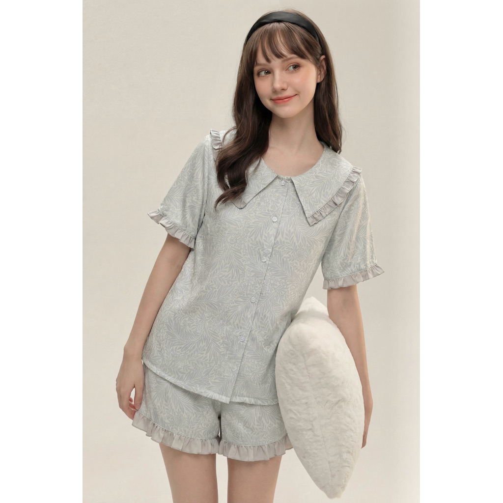 𝗛𝗮̀𝗻𝗴 𝗰𝗵𝗶́𝗻𝗵 𝗵𝗮̃𝗻𝗴 Bộ ngủ mặc nhà nữ Pyjama lụa in cao cấp O.N WORKSHOP