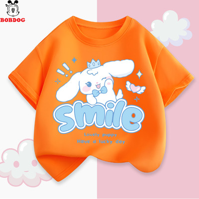 BST thỏ cute áo cộc bé gái BOBDOG, áo phông hè vải cotton mịn mát dáng suông thể thao cho bé mặc hè