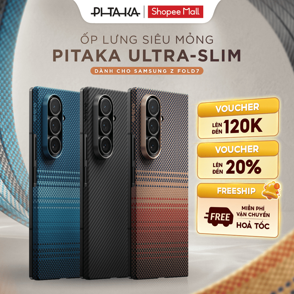 [Samsung Z Fold7] Ốp lưng PITAKA Ultra-Slim (Mặt Sau) – Mỏng Nhẹ, Sạc Không Dây, Chất Liệu Cao Cấp