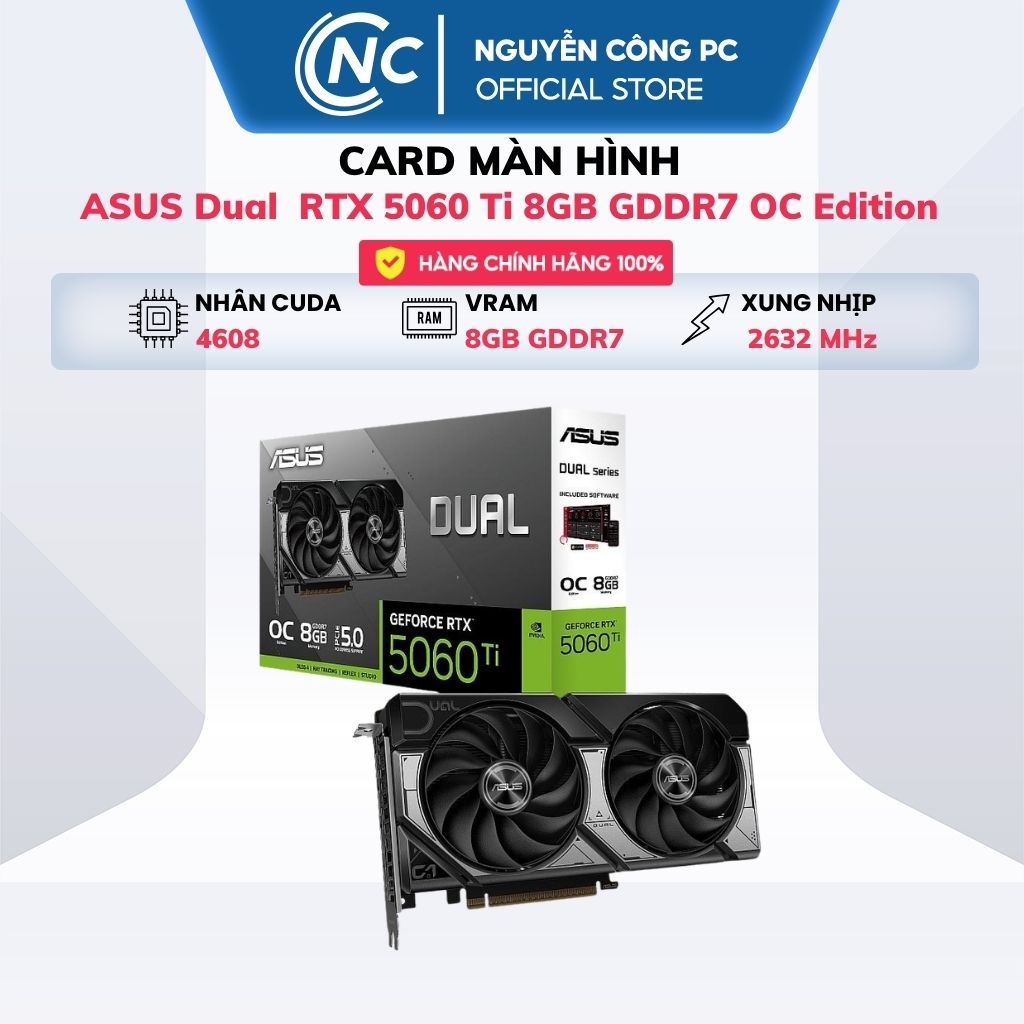 Card Màn Hình ASUS Dual GeForce RTX 5060 Ti 8GB GDDR7 OC Edition - BH 36 tháng | BigBuy360 - bigbuy360.vn