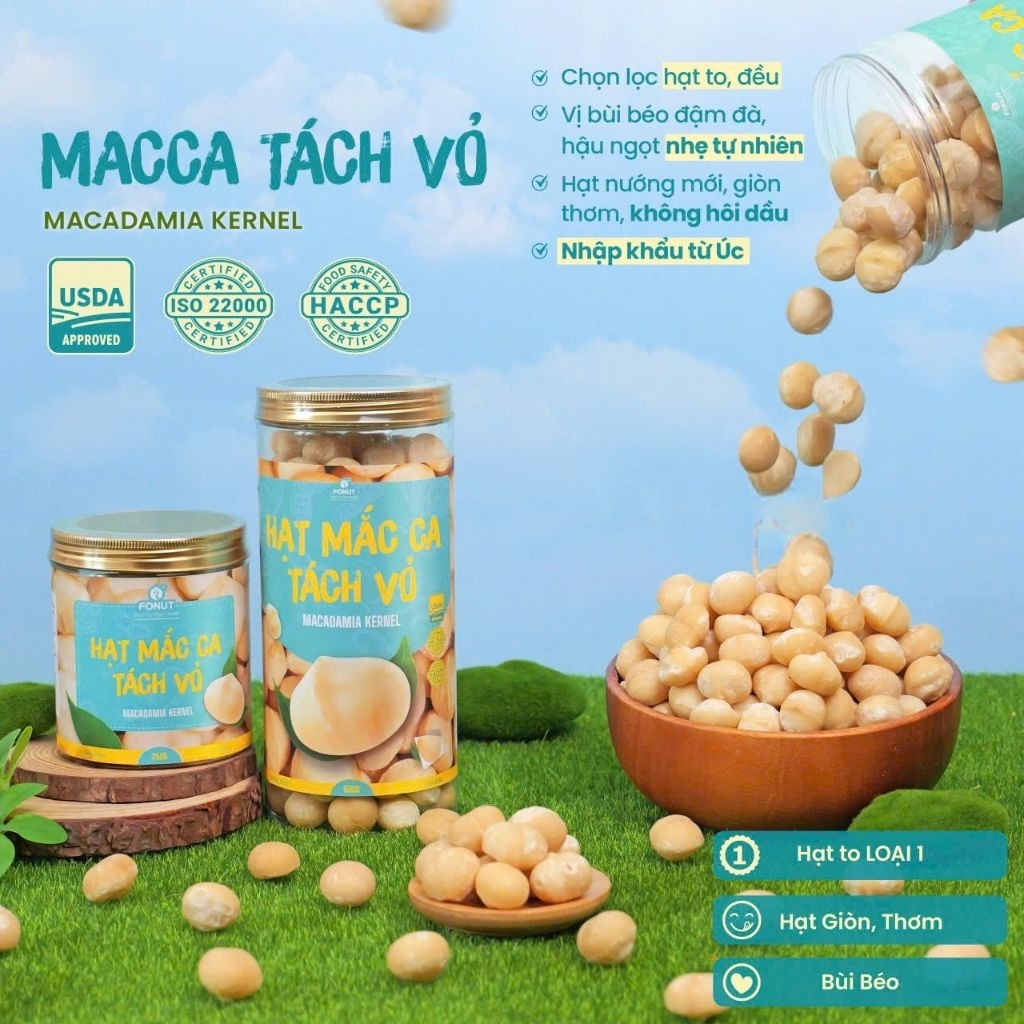 Hạt macca tách vỏ MONUTS, mắc ca nhân nhập khẩu ÚC