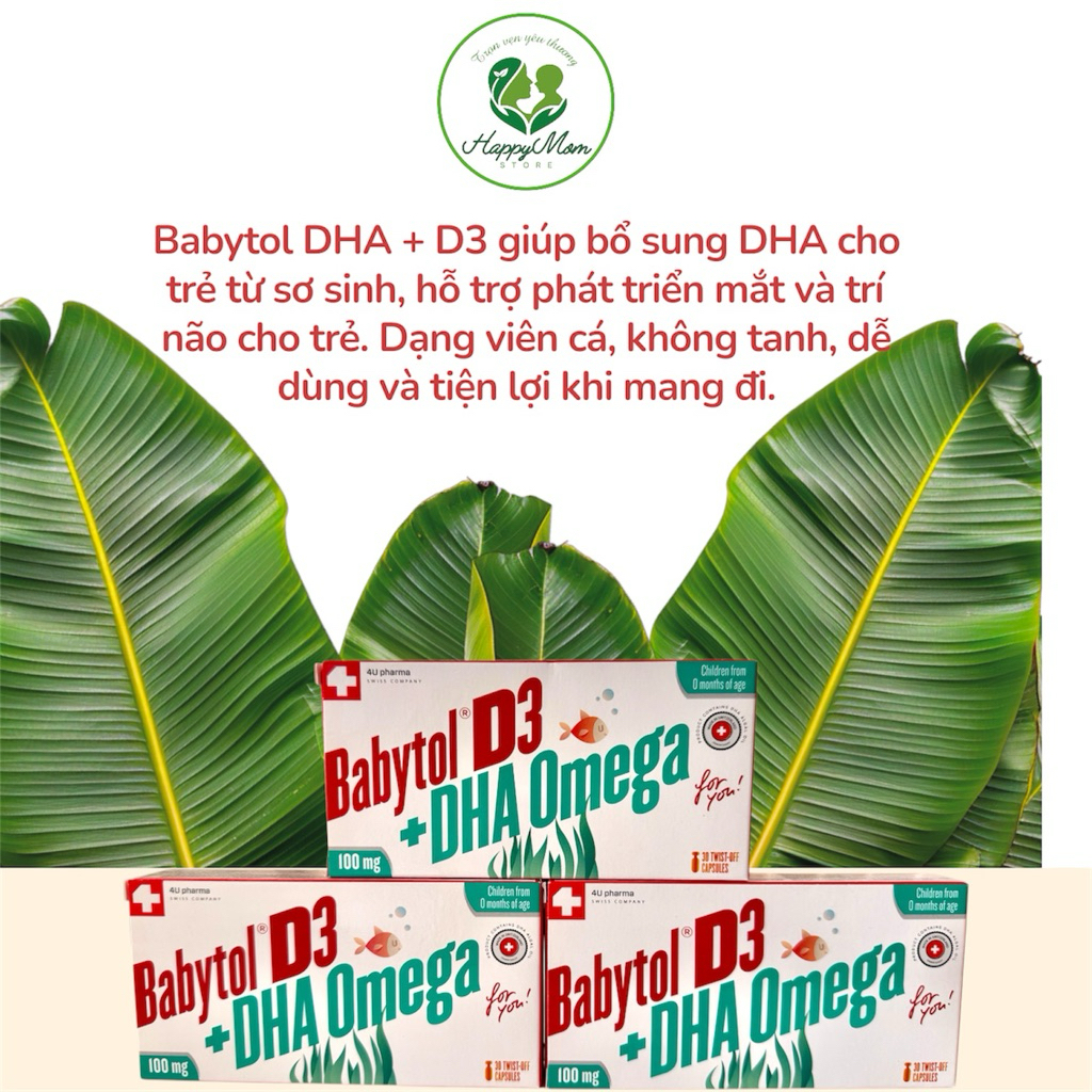 [Chính hãng] Babytol D3+DHA Omega (30 viên) – Bổ sung DHA kèm D3 cho trẻ em từ sơ sinh, dạng viên cá