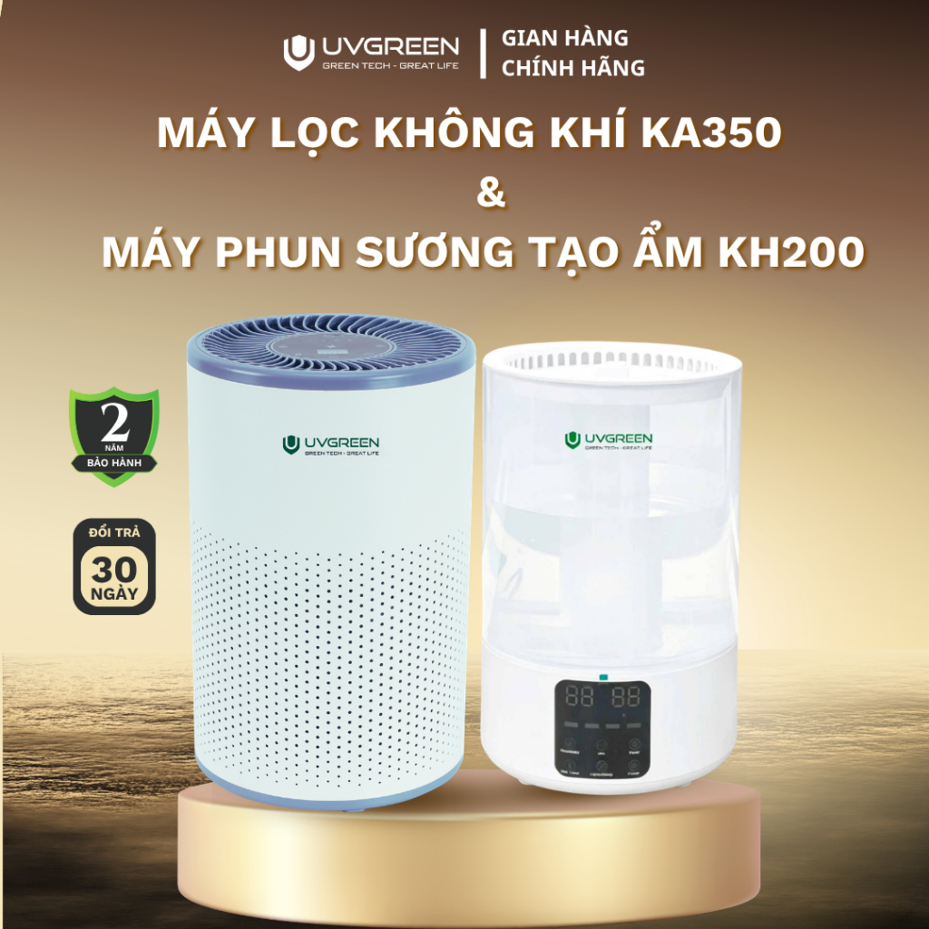 Combo Máy Lọc Không Khí KA350 & Máy Phun Sương Tạo Ẩm KH200 - UVC LED - Lọc Sạch Bụi Mịn - Xông Tinh