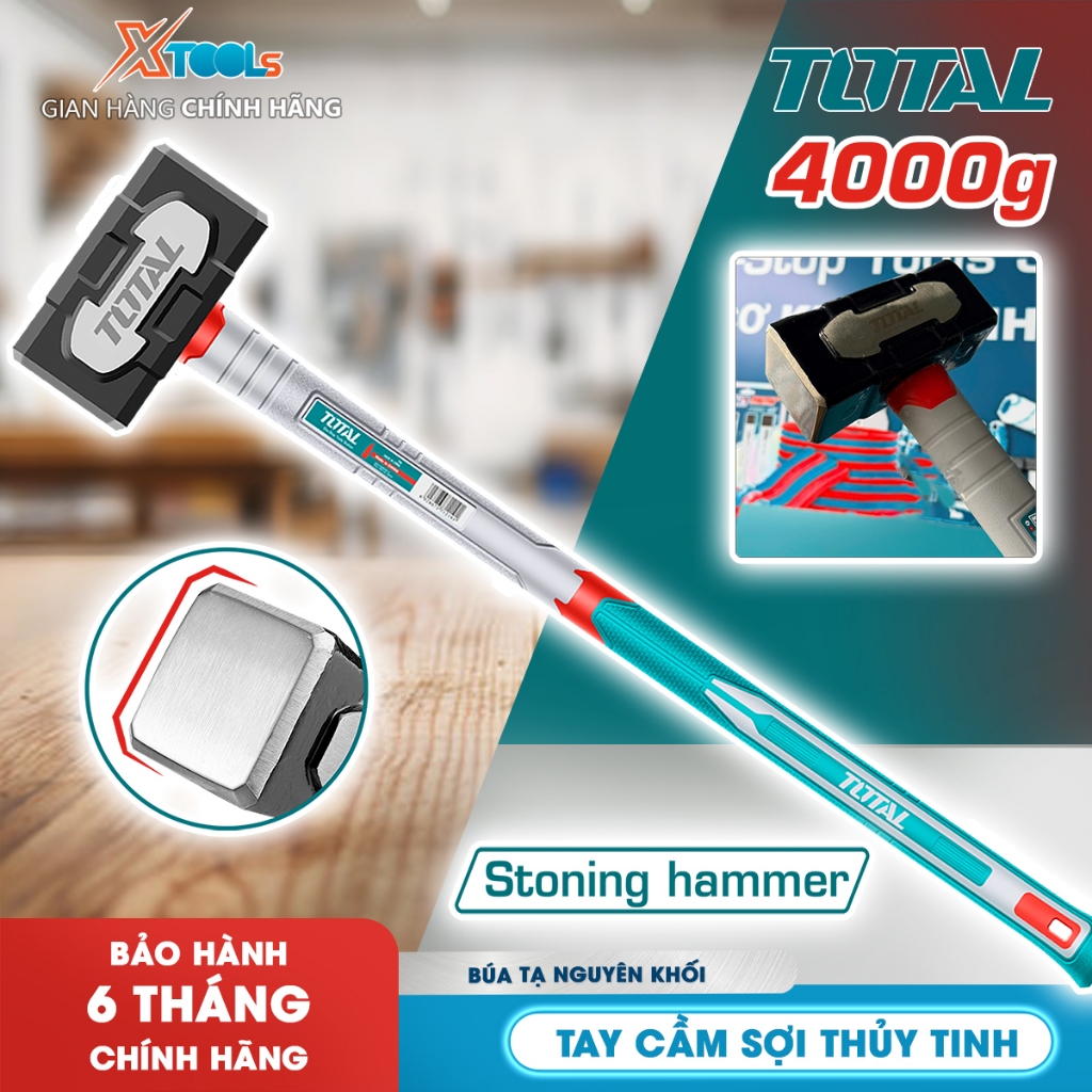 Búa đóng đinh TOTAL THSTH63498 búa tạ nguyên khối, thép carbon 45#, tay cầm sợi thủy tinh, trọng lượ