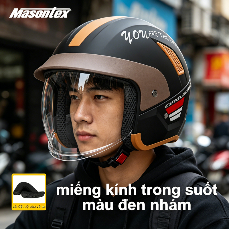 Mũ bảo hiểm MASONTEX 706 đảm bảo hàng thật Mũ bảo hiểm chất lượng cao ABS Trang bị mặt nạ chống sươn