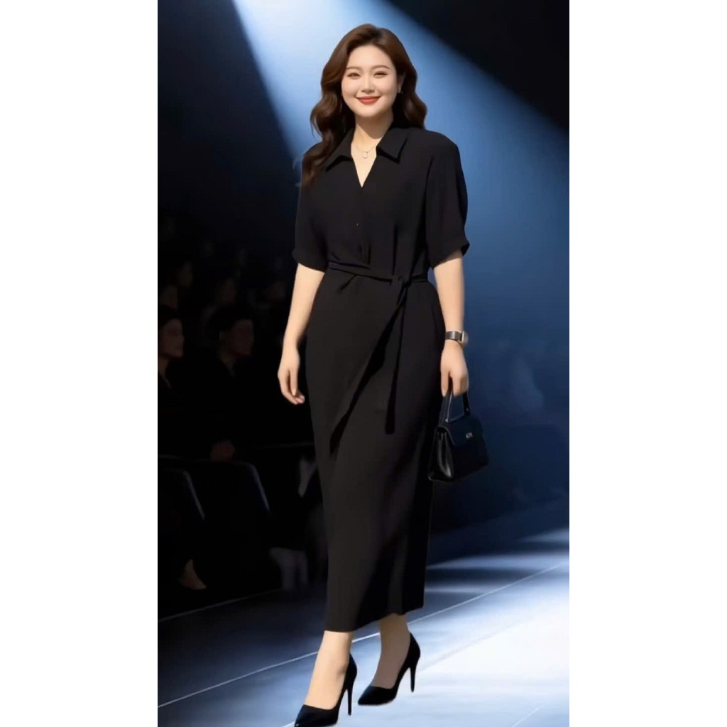 Đầm Bigsize Tú Mỡ Đầm Bigsize Nữ Thiết Kế Kiểu Sơ Mi,Trẻ Trung Đi Làm Dạo Phố Đủ Size 45-80kg DA0461 | BigBuy360 - bigbuy360.vn